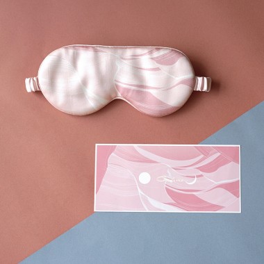 Cheap Pink Printed Silk Eye Mask