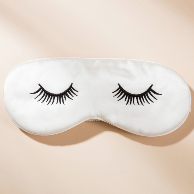 Cheap White Silk Eye Mask with Printed Eyelashes