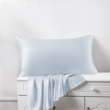 Cheap Alice Blue 22 Momme Mulberry Silk Pillowcase with Hidden Zipper