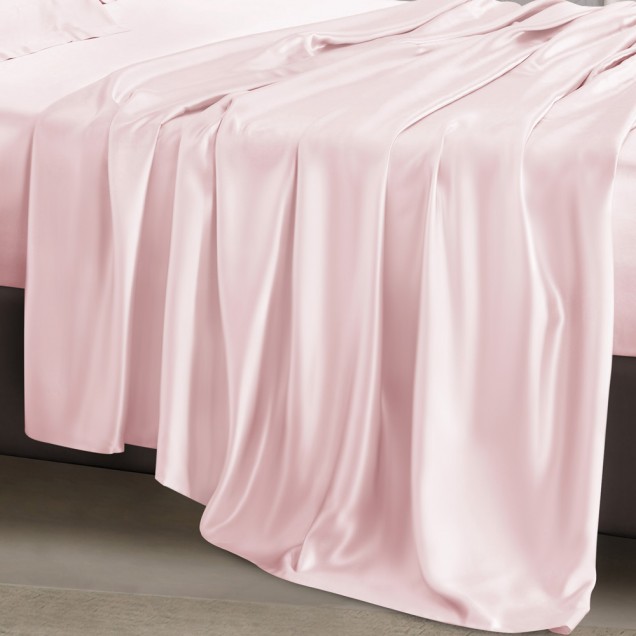 Cheap Baby Pink 22 Momme Mulberry Silk Flat Sheet