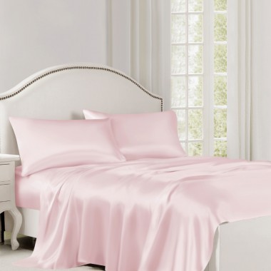 Cheap Baby Pink 22 Momme Mulberry Silk Flat Sheet