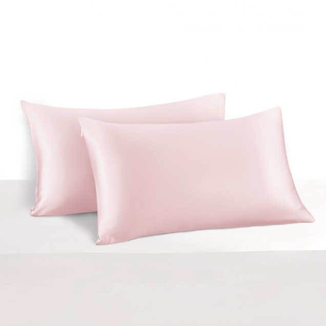 Cheap Baby Pink 22 Momme Mulberry Silk Pillowcase with Hidden Zipper