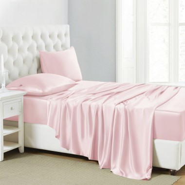 Cheap Baby Pink 22 Momme Mulberry Silk Sheet Set