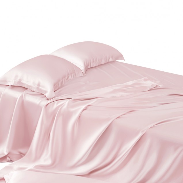 Cheap Baby Pink 22 Momme Mulberry Silk Sheet Set