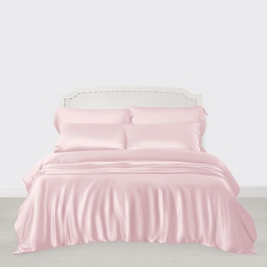 Cheap Baby Pink 3 PCS 22 Momme Mulberry Silk Duvet Cover Set