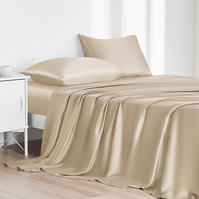 Cheap Beige 22 Momme Mulberry Silk Flat Sheet