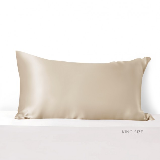 Cheap Beige 22 Momme Mulberry Silk Pillowcase with Hidden Zipper