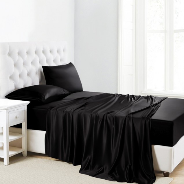 Cheap Black 22 Momme Mulberry Silk Flat Sheet