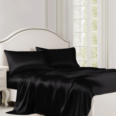 Cheap Black 22 Momme Mulberry Silk Flat Sheet