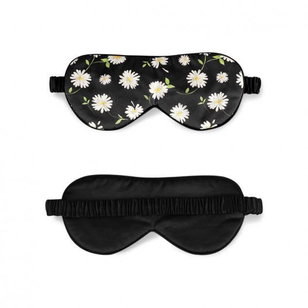 Cheap Black Flower Silk Sleep Mask