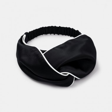 Cheap Black & Ivory Silk Headband