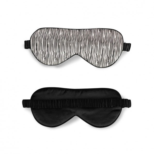 Cheap Black & Silver Silk Sleep Mask