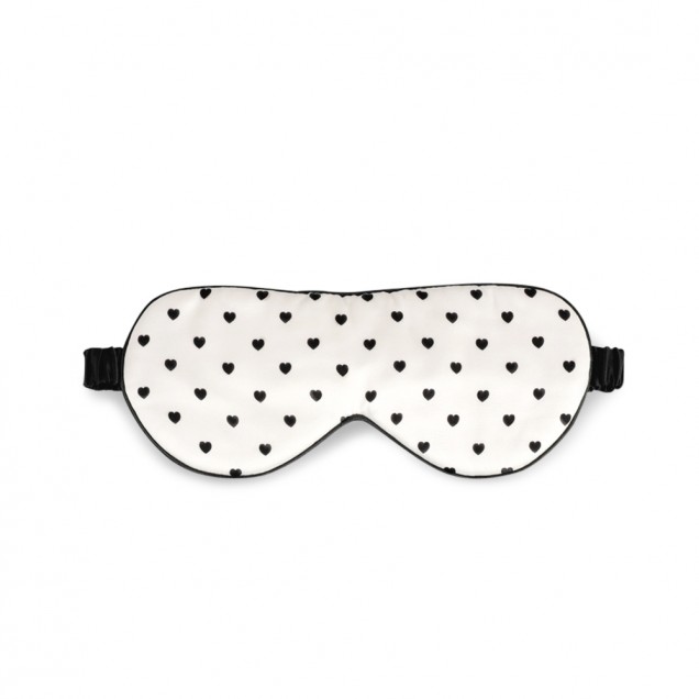 Cheap Black & White Heart Silk Sleep Mask