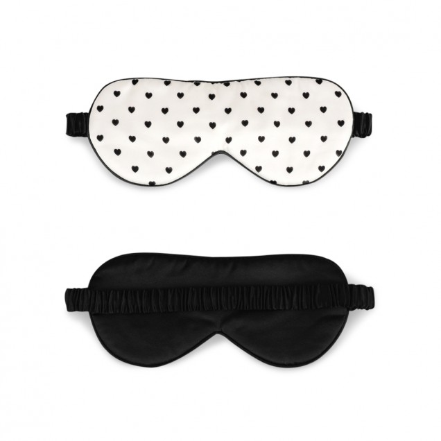 Cheap Black & White Heart Silk Sleep Mask