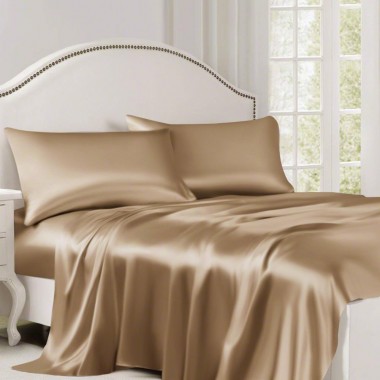 Cheap Cappuccino 22 Momme Mulberry Silk Flat Sheet