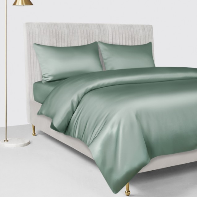 Cheap Celadon Green 22 Momme Mulberry Silk Duvet Cover