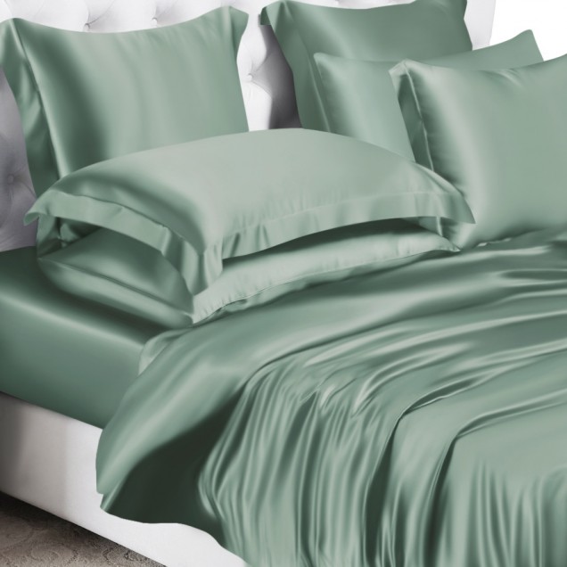 Cheap Celadon Green 22 Momme Mulberry Silk Duvet Cover