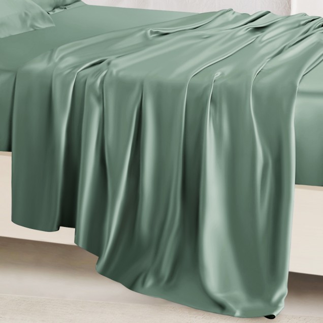 Cheap Celadon Green 22 Momme Mulberry Silk Sheet Set