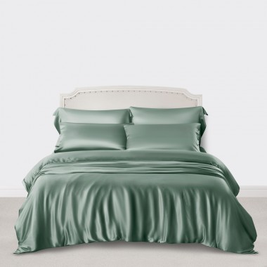 Cheap Celadon Green 3 PCS 22 Momme Mulberry Silk Duvet Cover Set
