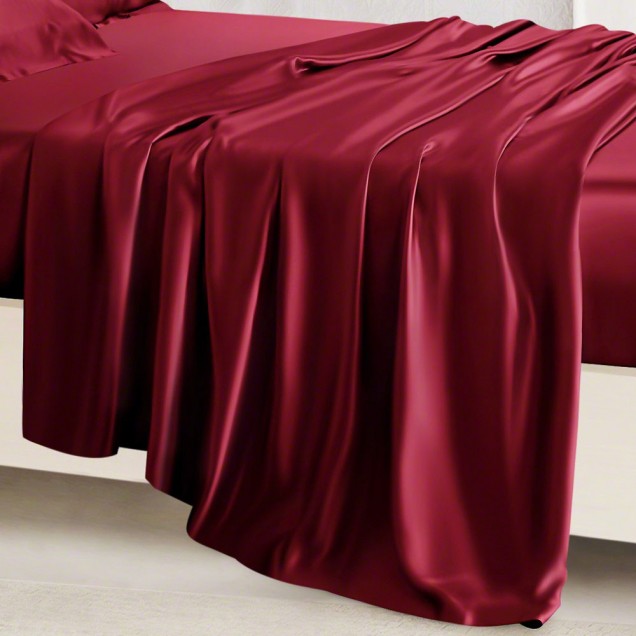 Cheap Claret 22 Momme Mulberry Silk Flat Sheet