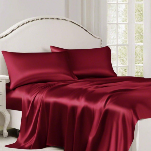 Cheap Claret 22 Momme Mulberry Silk Flat Sheet