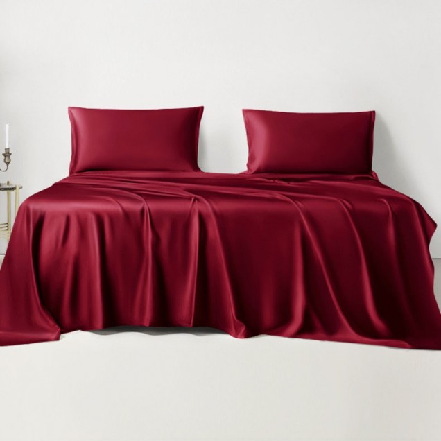 Cheap Claret 22 Momme Mulberry Silk Sheet Set