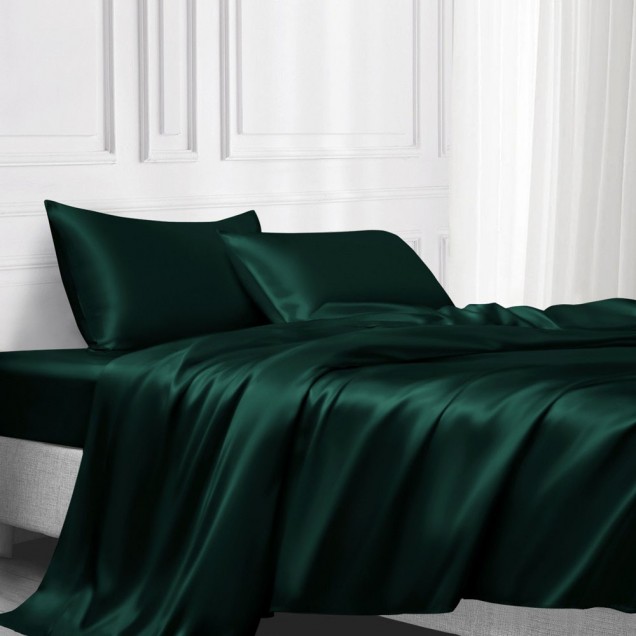 Cheap Dark Green 22 Momme Mulberry Silk Flat Sheet