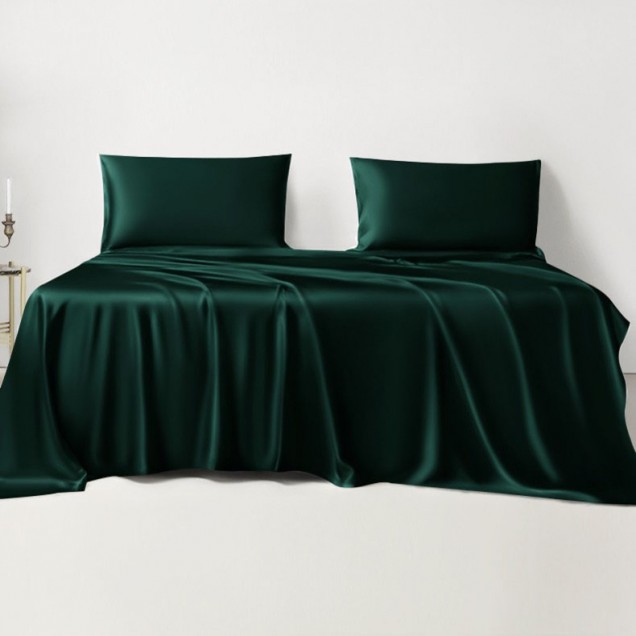 Cheap Dark Green 22 Momme Mulberry Silk Sheet Set