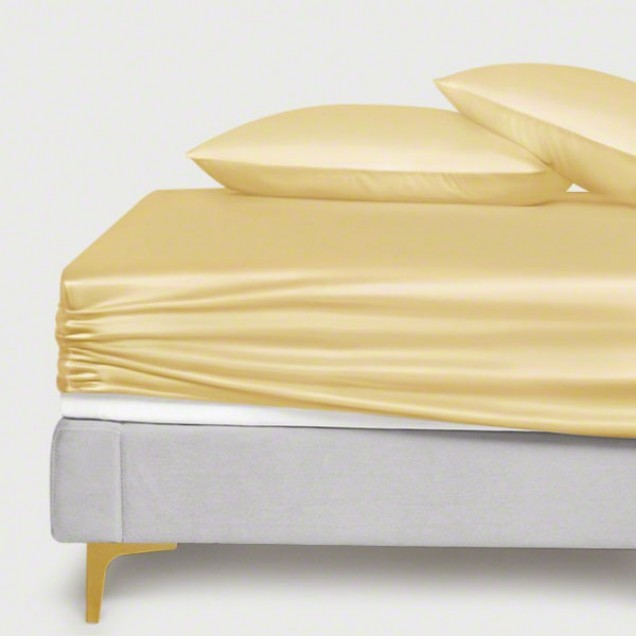 Cheap Gold 22 Momme Mulberry Silk Fitted Sheet