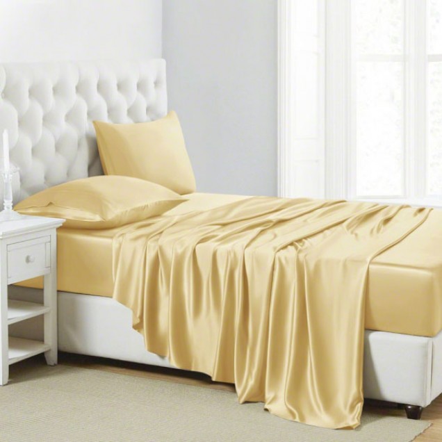 Cheap Gold 22 Momme Mulberry Silk Sheet Set