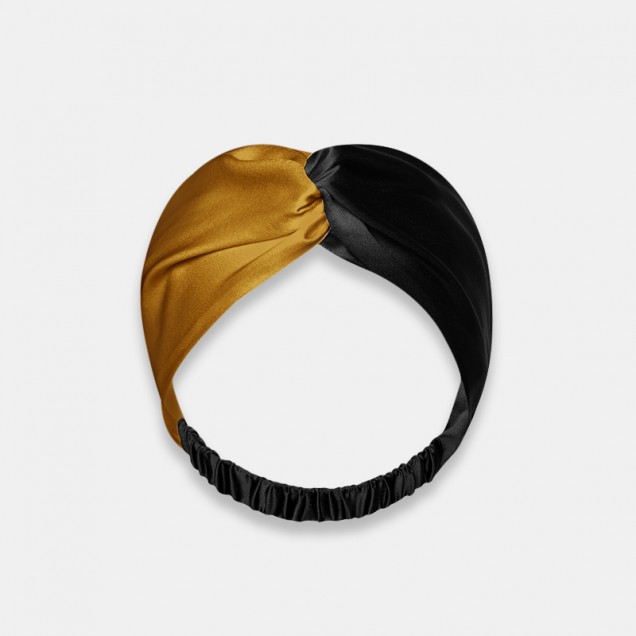 Cheap Gold & Black Mulberry Silk Headband