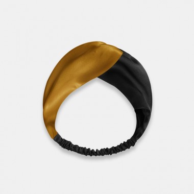 Cheap Gold & Black Mulberry Silk Headband