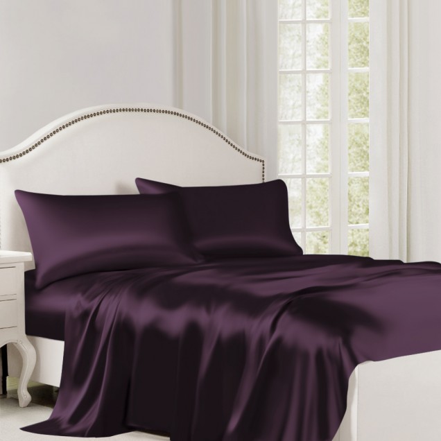 Cheap Grape 22 Momme Mulberry Silk Flat Sheet