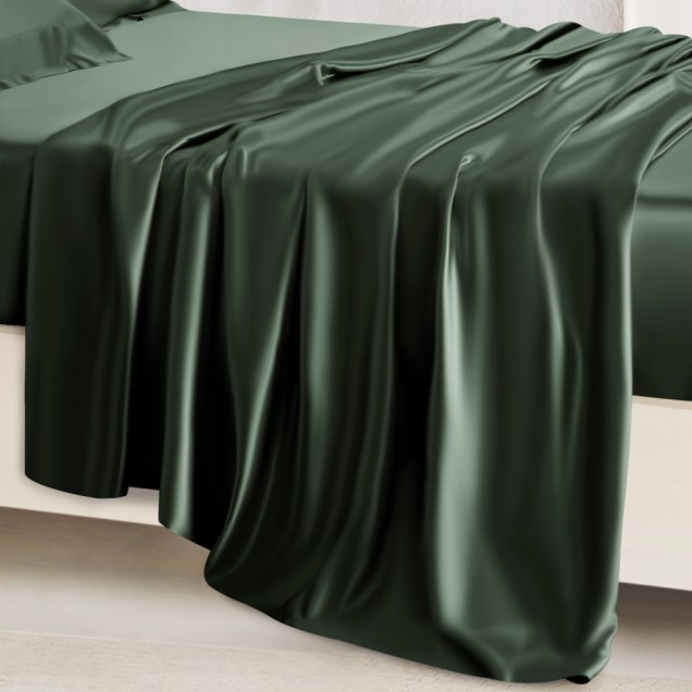 Cheap Hunter Green 22 Momme Mulberry Silk Sheet Set