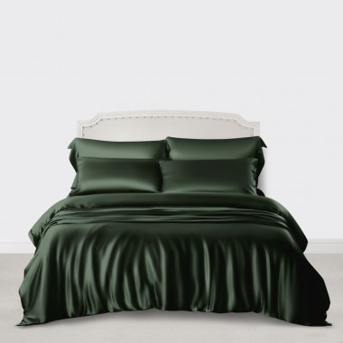 Cheap Hunter Green 3 PCS 22 Momme Mulberry Silk Duvet Cover Set