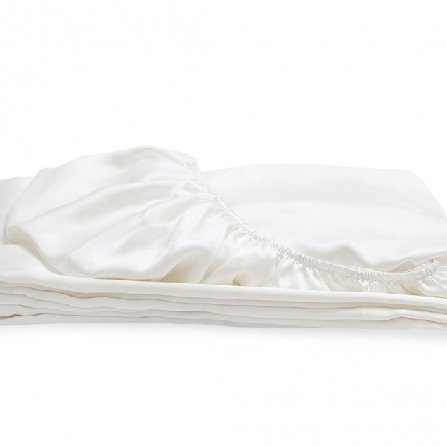 Cheap Ivory 22 Momme Mulberry Silk Fitted Sheet