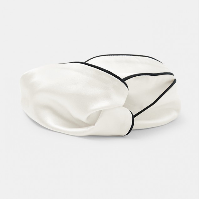 Cheap Ivory & Black Silk Headband