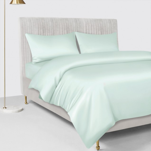 Cheap Light Cyan 22 Momme Mulberry Silk Duvet Cover