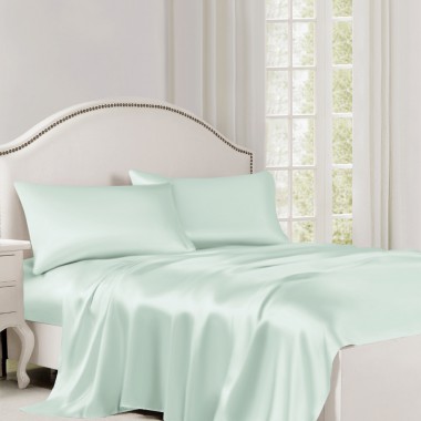 Cheap Light Cyan 22 Momme Mulberry Silk Flat Sheet