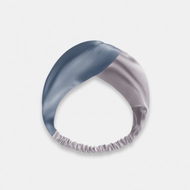Cheap Misty Blue & Silver Mulberry Silk Headband
