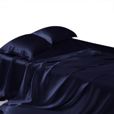 Cheap Navy 22 Momme Mulberry Silk Sheet Set