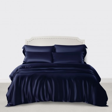 Cheap Navy 3 PCS 22 Momme Mulberry Silk Duvet Cover Set