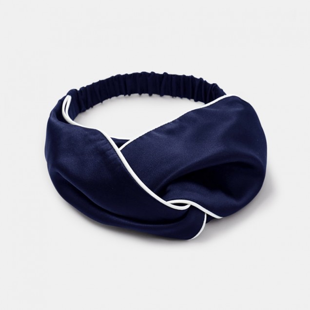 Cheap Navy & Ivory Silk Headband