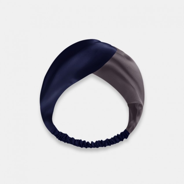 Cheap Navy & Slate Gray Mulberry Silk Headband