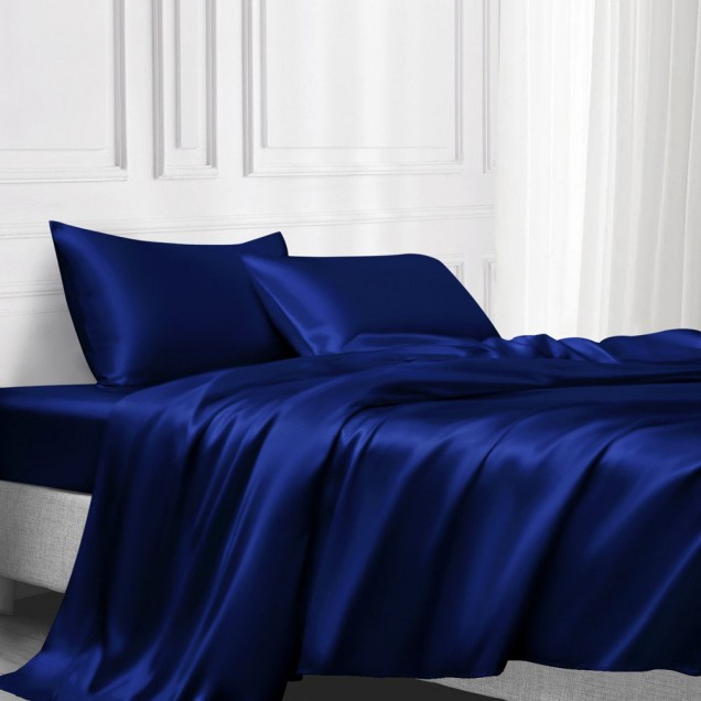 Cheap Royal Blue 22 Momme Mulberry Silk Flat Sheet