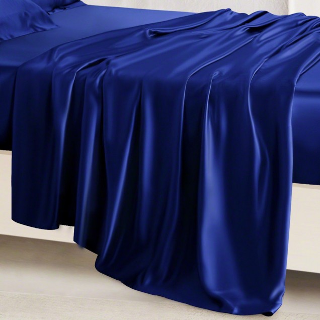 Cheap Royal Blue 22 Momme Mulberry Silk Flat Sheet