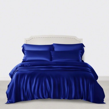 Cheap Royal Blue 3 PCS 22 Momme Mulberry Silk Duvet Cover Set