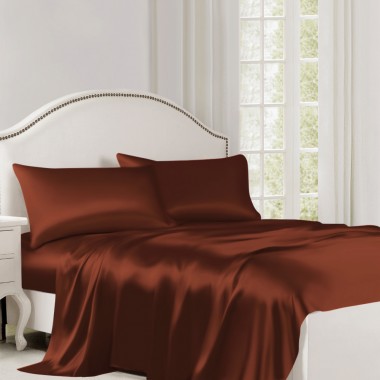 Cheap Rust Red 22 Momme Mulberry Silk Flat Sheet