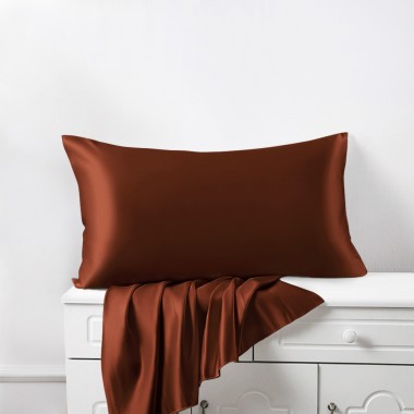 Cheap Rust Red 22 Momme Mulberry Silk Pillowcase with Hidden Zipper