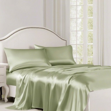 Cheap Sage Green 22 Momme Mulberry Silk Flat Sheet